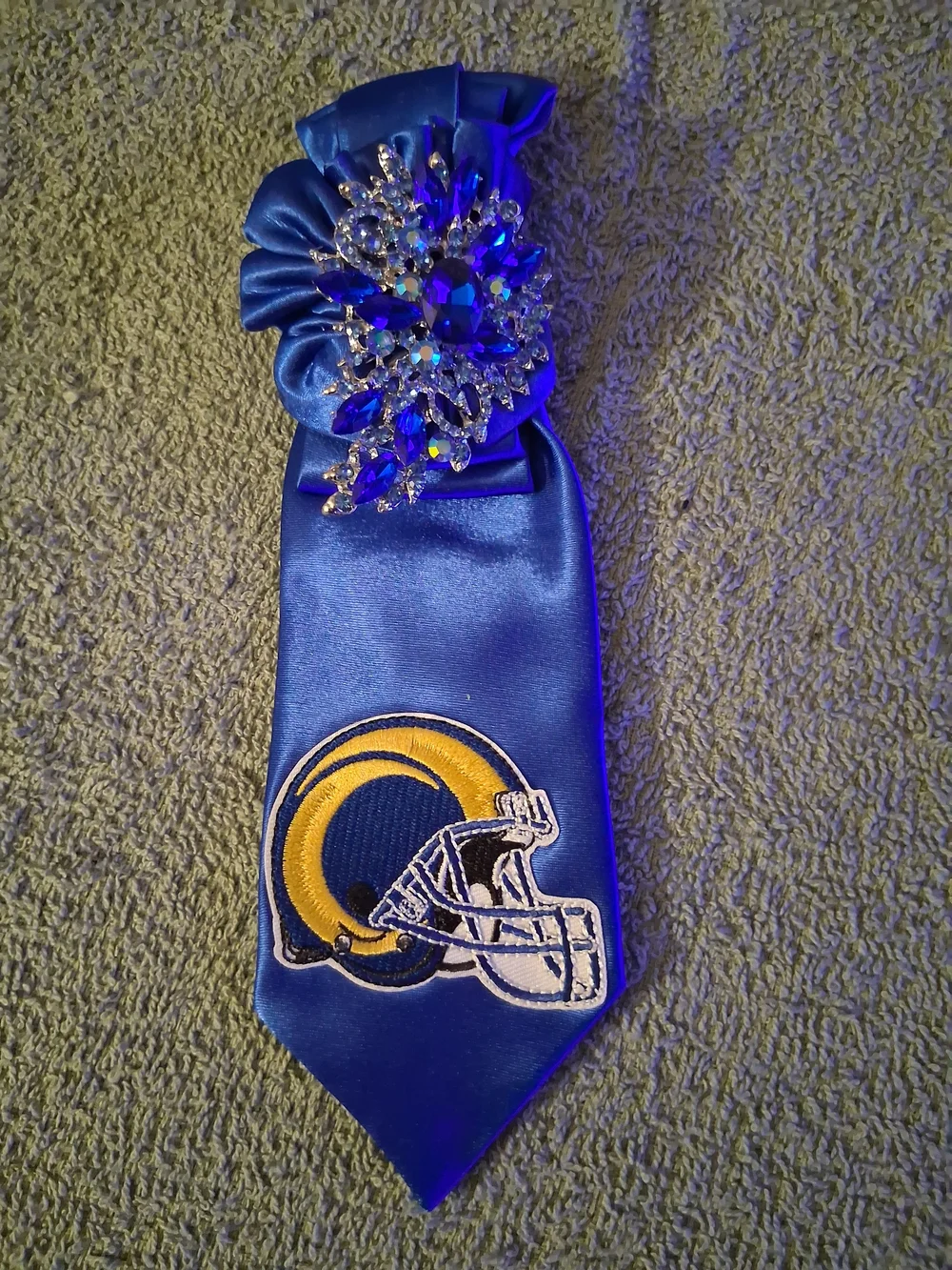 Blue Bow Tie with Yellow Helmet Patch